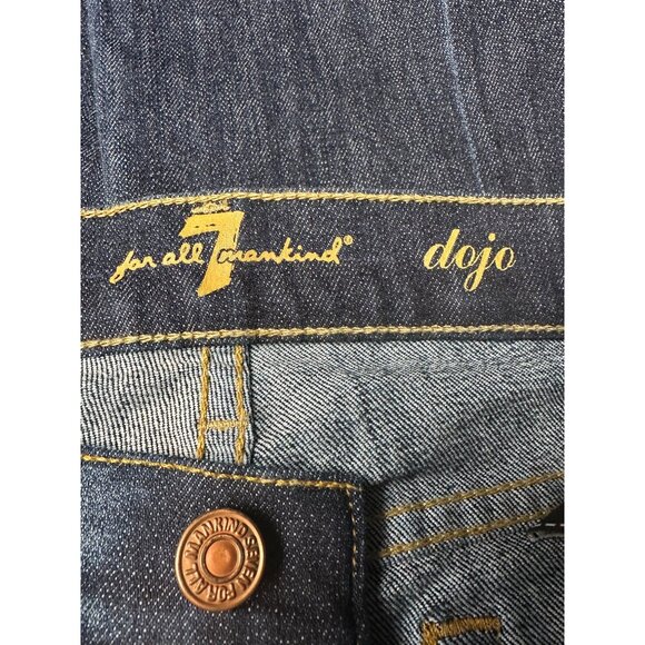 7 For All Mankind Dojo Womens Jeans Size 26x32 Low Rise Flare Stretch Boho - Picture 2 of 10